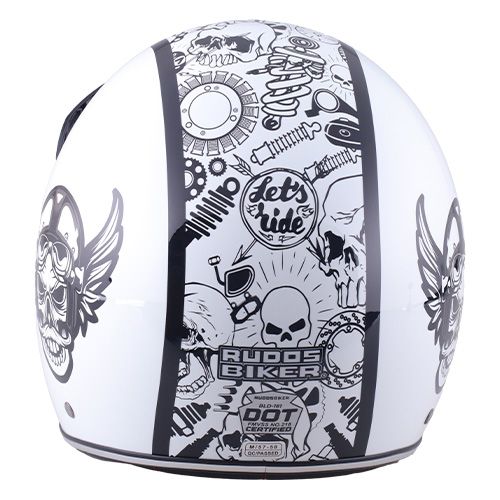 Motocicleta Casco Rudos Biker Precio TALLA 2XL BLANCO-NEGRO BRILLANTE