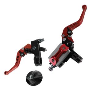 BOMBA DE FRENO CON MANIJAS ALUMINIO AJUSTABLES 6 POSICIONES ROJAS / BOF-A023RO