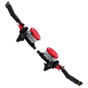 ESPECIAL  -  BOMBA DE FRENO CON MANIJA ALUMINIO AJUSTABLE 6 POSICIONES ROJA / BOF-A030RO