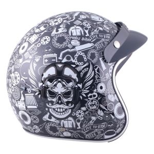 LOTE - CASCO 3/4 RUDO COLLAGE DOT RUDOS BIKER / CAS-3/4-R010-XL