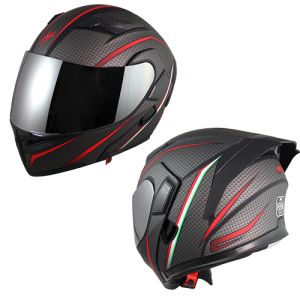 CASCO ABATIBLE HALF CERTIFICADO DOT C / SPOILER REMOVIBLE Y DOBLE VISOR MICA ESPEJO / CAS-ABA-94M