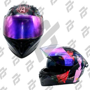 (CANCELADO)CASCO PARA MOTOCICLISTA ABATIBLE A-HELMET CERTIFICADO DOT BRILLANTE REVO VISOR LENTE HUMO / CAS-ABA-A012-L