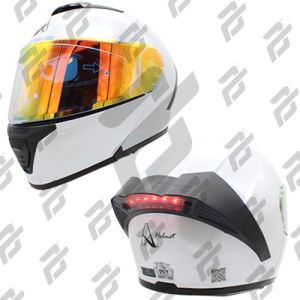 CASCO PARA MOTOCICLISTA ABATIBLE A-HELMET CERTIFICADO DOT BRILLANTE VISOR REVO LENTE HUMO / CAS-ABA-A014-XL