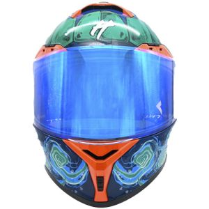 CASCO PARA MOTOCICLISTA ABATIBLE HALF CERTIFICADO DOT BRILLANTE REVO VISOR LENTE HUMO FOTOLUMINICENTE / CAS-ABA-H031-2XL