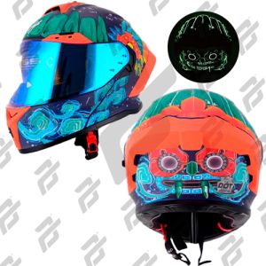 (CANCELADO) CASCO PARA MOTOCICLISTA ABATIBLE HALF CERTIFICADO DOT MATE REVO VISOR LENTE HUMO FOTOLUMINICENTE / CAS-ABA-H032-XL