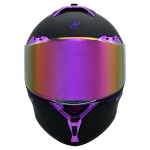 CASCO PARA MOTOCICLISTA ABATIBLE HALF CERTIFICADO DOT NEGRO MATE REVO VISOR PURPLE  LENTE HUMO / CAS-ABA-H036-S