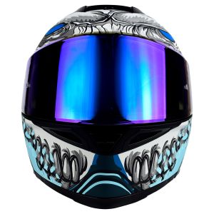 SHOP 25  -  CASCO PARA MOTOCICLISTA ABATIBLE HALF ALIEN BOT CON LUZ LED CERTIFICADO ECE-22.06 MATE AZUL DOBLE VISOR LENTE HUMO / CAS-ABA-H040-L