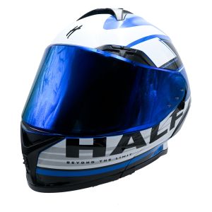 CASCO PARA MOTOCICLISTA  ABATIBLE  HALF  CERTIFICADO DOT  RAFAGA AZUL / CAS-ABA-H083-XL