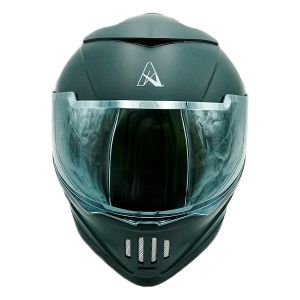 CASCO PARA MOTOCICLISTA CERRADO NEGRO MATE NOCTURNE  A-HELMET® CERTIFICADO DOT  DOBLE VISOR  REVO HUMO / CAS-CER-A008-XL