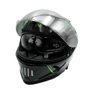 CASCO PARA MOTOCICLISTA CERRADO  GREEN ZION  A-HELMET® CERTIFICADO DOT  DOBLE VISOR  REVO HUMO / CAS-CER-A010-XL