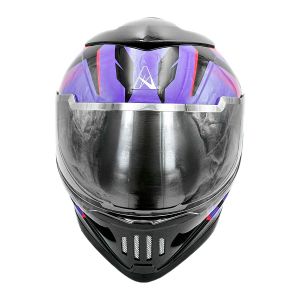 CASCO PARA MOTOCICLISTA CERRADO  PURPLE ZION  A-HELMET® CERTIFICADO DOT  DOBLE VISOR  REVO HUMO / CAS-CER-A011-XL