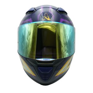 CASCO PARA MOTOCICLISTA CERRADO A-HELMET CERTIFICADO DOT BRILLANTE VISOR REVO AMARILLO / CAS-CER-A015-M