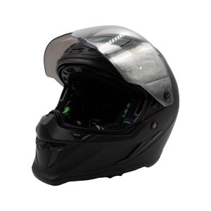 CASCO PARA MOTOCICLISTA CUERVO NEGRO MATE CERRADO HALF® CERTIFICADO ECE-22.06 / CAS-CER-H019-2XL