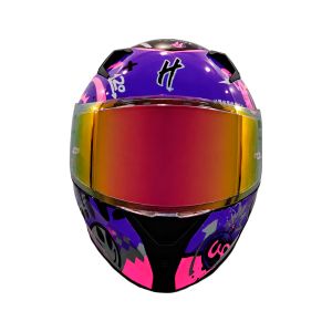 CASCO PARA MOTOCICLISTA CERRADO HALF CERTIFICADO ECE-22.06 BRILLANTE VISOR REVO MORADO LENTE HUMO PINLOCK / CAS-CER-H024-L