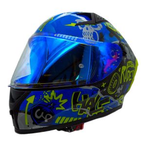 CASCO PARA MOTOCICLISTA CERRADO HALF CERTIFICADO ECE-22.06 BRILLANTE VISOR REVO HUMO LENTE HUMO PINLOCK / CAS-CER-H026-L