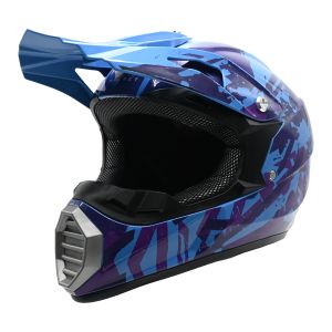 CASCO PARA MOTOCICLISTA CROSS  BLUE RIOT  KR®  SIN CERTIFICACIÓN BRILLANTE / CAS-CRO-K009-L