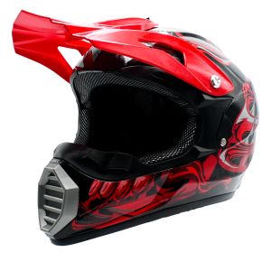 CASCO PARA MOTOCICLISTA CROSS  BLOOD SKULL RACE  KR®  SIN CERTIFICACIÓN BRILLANTE / CAS-CRO-K011-M