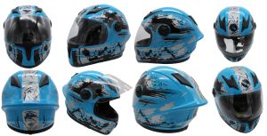 ESPECIAL - CASCO PARA MOTOCICLISTA INFANTIL CERRADO A-HELMET CERTIFICADO DOT BRILLANTE VISOR TRANSPARENTE / CAS-INF-A003-L