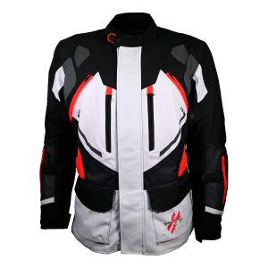 1X1  -  CHAMARRA PARA MOTOCICLISTA BLANCO-GRIS-ROJO EDGE LONG / CHA-H002-2XL