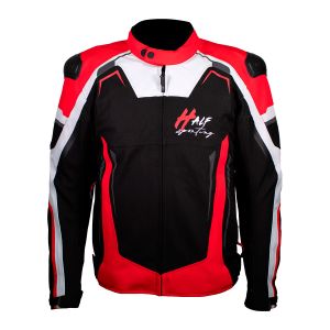 1X1  -  CHAMARRA PARA MOTOCICLISTA NEGRO-ROJO-BLANCO SUPER TECH / CHA-H006-3XL