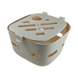 CANASTA CON SOPORTE COLOR HUESO / ECAN-005