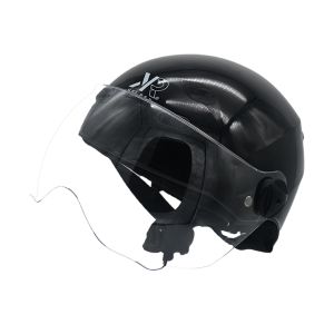 CASCO PARA CICLISTA 3/4 KIIRUS NEGRO BRILLANTE MICA TRANSPARENTE TALLA L / ECAS-3/4-002-L