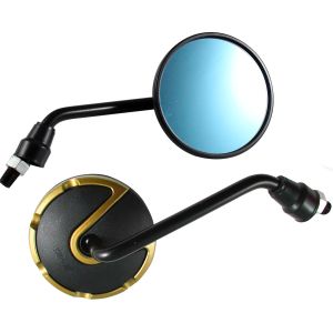 LOCURAS - ESPEJOS ALIEN REDONDOS NEGRO / AMARILLO 10 MM- 8MM / ESP-A26NM