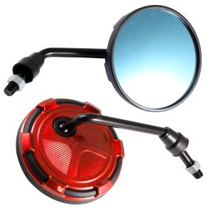 LOCURAS - ESPEJOS ALIEN REDONDOS NEGRO / ROJO 10 MM- 8 MM / ESP-A28NR