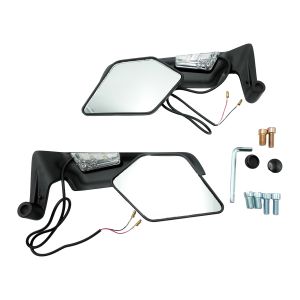ESPEJOS CUSTOM DEPORTIVO NEGRO  10mm CON LUZ  12 vcc / ESP-X028