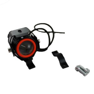 FARO AUXILIAR MINI NEGRO LED BLANCO / CONTORNO ROJO 12 Vcc SOPORTE ALUMINIO / FAR-081