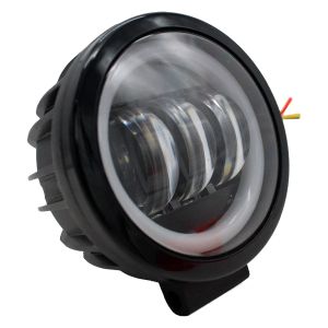 ESPECIAL  -  FARO AUXILIAR NEGRO CON ARO DE LUZ REDONDO 3 LEDS 12 VCC 1800 LUMENES / FAR-A003