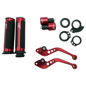 JUEGO DE CONTRAPESO/ PUÑOS/ CLIP DE ACELERADOR / MANIJAS COLOR ROJO / JPM-X002