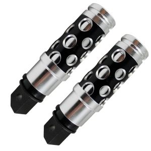 LOCURAS - POSAPIES TRASEROS DRILL NEGRO/PLATA ALUMINIO UNIVERSALES / POP-078PL