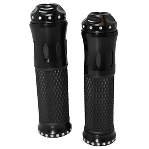 PUÑOS CHOPPER ANTIDERRAPANTE CON BASE Y PUNTA ALUMINIO NEGRO C/ TUBO MOVIL / PUÑ-145