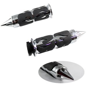 PUÑOS CROMADOS / NEGROS CHOPPER EN PUNTA / PUÑ-157