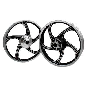 (CANCELADO) PAR RIN ALUMINO DELANTERO 1.6X18 TRASERO 2.15X18 NEGRO 18 / RIN-A004