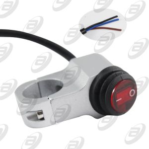 SWITCH BOTON INTERRUPTOR C/ ABRAZADERA PLATA C/LUZ ROJA 12 VCC / SWI-BOT-017