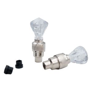 TAPON DE VALVULA DIAMANTE TRASPARENTE CON LUZ 1.5 Vcc / TPV-023
