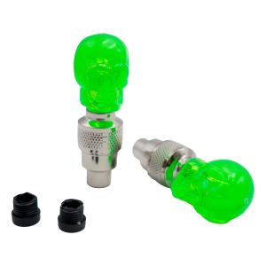 TAPON DE VALVULA CALAVERA VERDE CON LUZ 1.5 Vcc / TPV-026